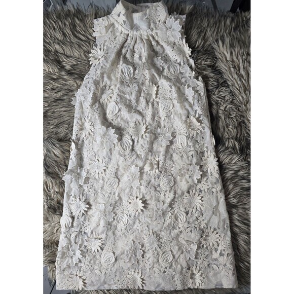 Erin Fetherston Ivory Floral 3D Appliqué Sleeveless Dress Women’s Size 6 - Picture 6 of 8